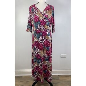 Soft Surroudings Women's‎ Floral Salvadora Soft Jersey Wrap Dress Petite L PL